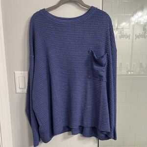 Zenana Outfitters Indigo Waffle Knit Sweater